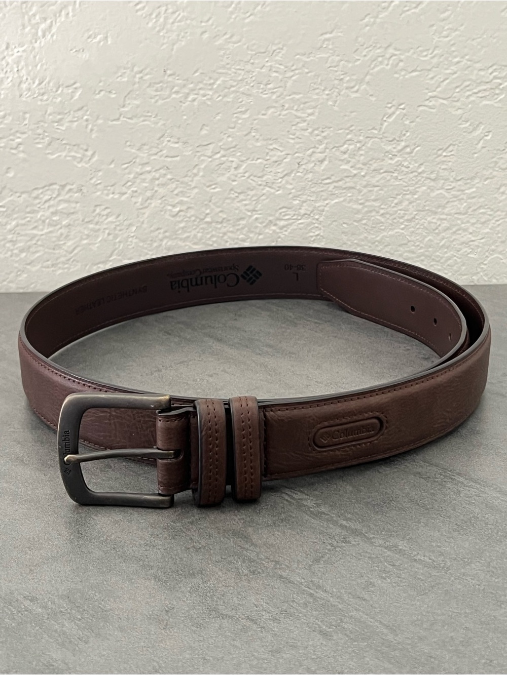 Columbia Brown Synthetic Leather Belt Everyday Outdoor Men's Size Large 38 - 40